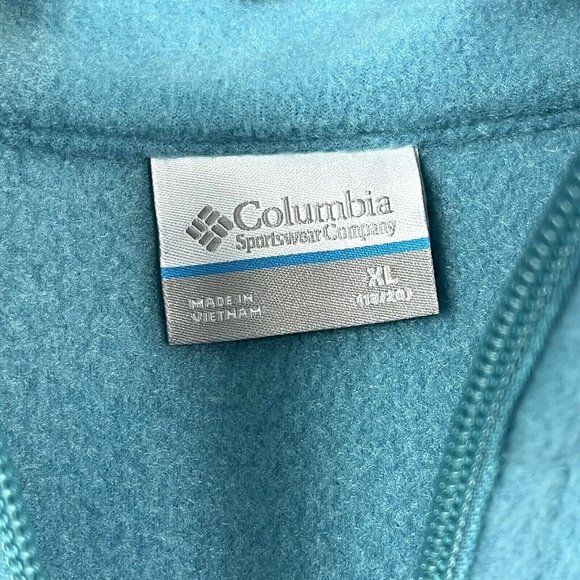 Columbia Youth Girls Full Zip Fleece Jacket Size 18 (XL) Aqua Zip Pockets - Picture 7 of 13